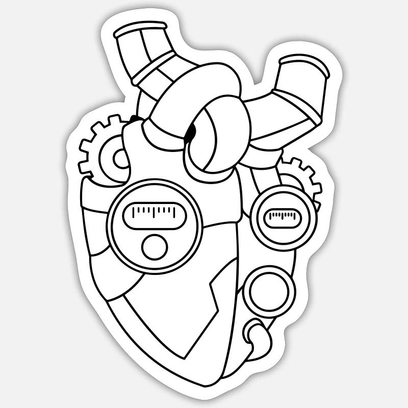 Herz für Technik – Technik Geschenkidee - Sticker Größe S (10 x 10 cm) - Mattweiß