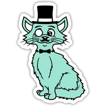 Sir Cat Gentleman Chapeau haut de forme Monocle Rich Gentleman - Sticker taille S (10 x 10 cm) - blanc mat - Devant