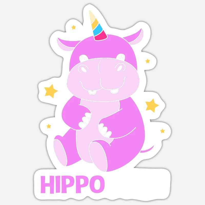 Nilpferd - Sticker Größe S (10 x 10 cm) - Mattweiß