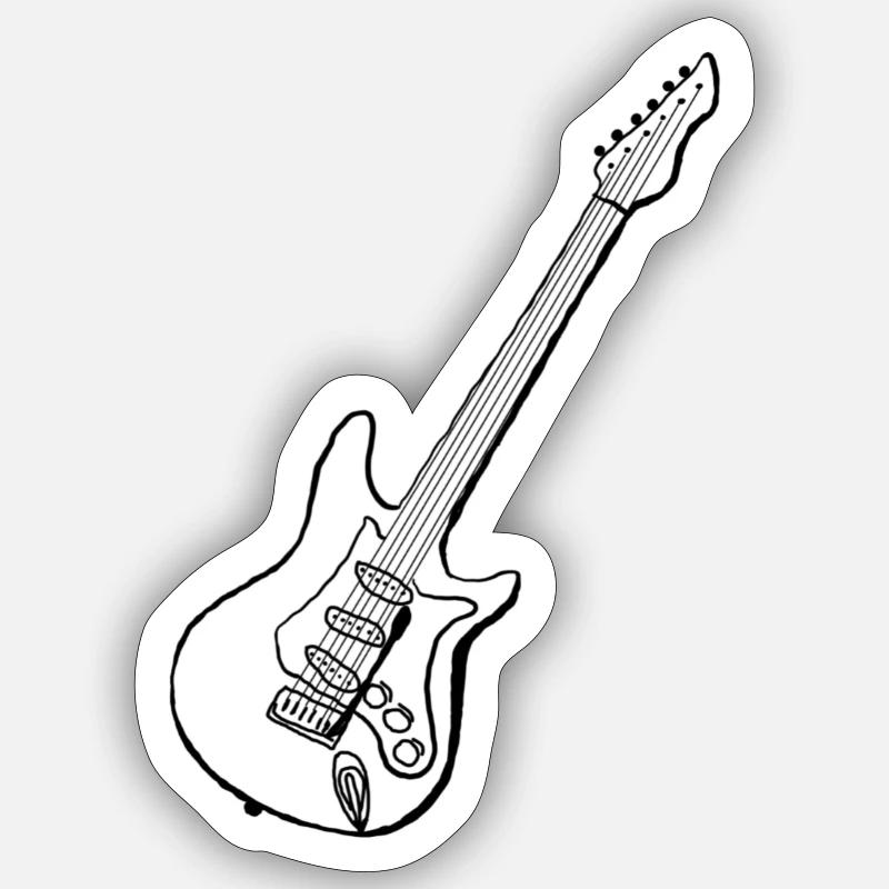 Gitarre - Sticker Größe S (10 x 10 cm) - Mattweiß