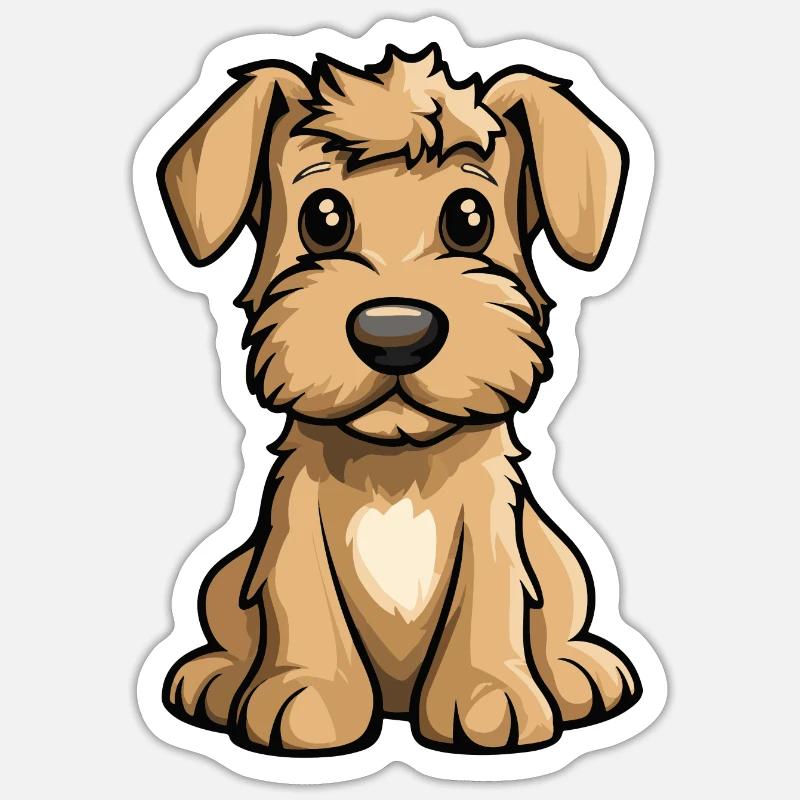 Airedale Terrier Chien Comique Bébé - Sticker taille S (10 x 10 cm) - blanc mat