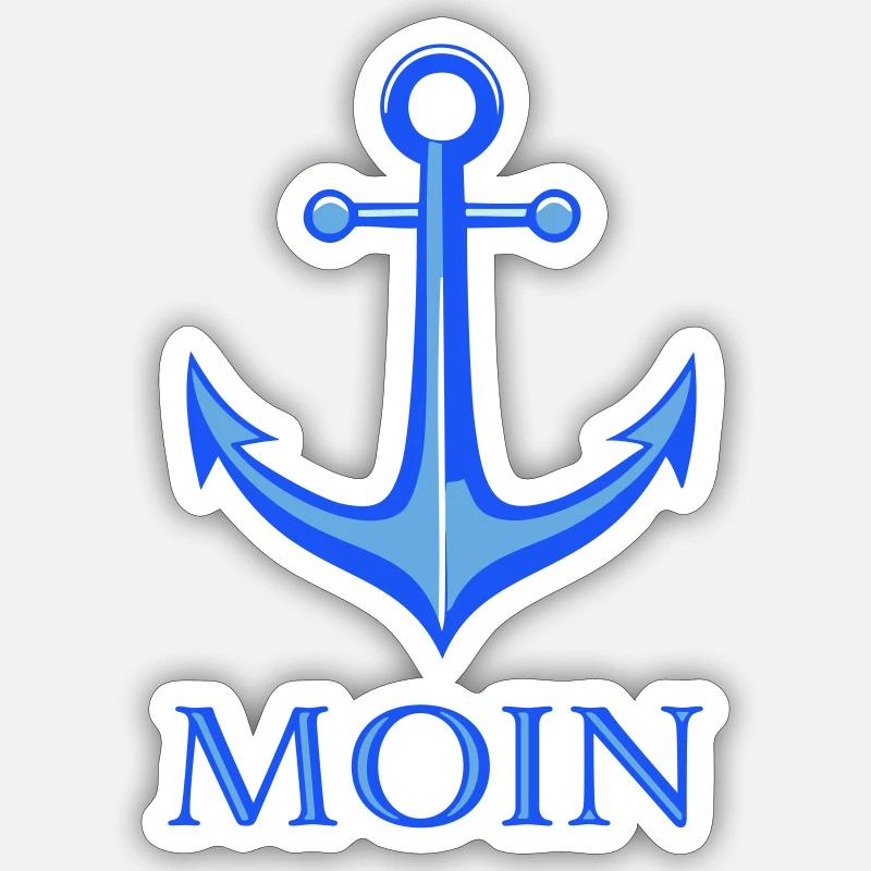Moin avec Anker - Sticker taille S (10 x 10 cm) - blanc mat
