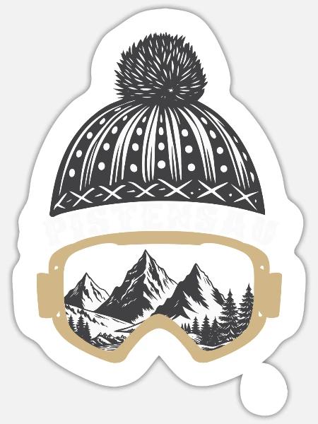Pistensau Skifahrer Snowboarder Wintersport - Sticker Größe S (10 x 10 cm) - Mattweiß