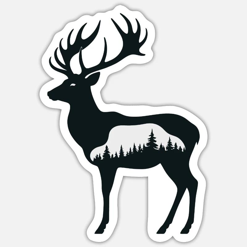 Hirsch Silhouette - Sticker Größe S (10 x 10 cm) - Mattweiß