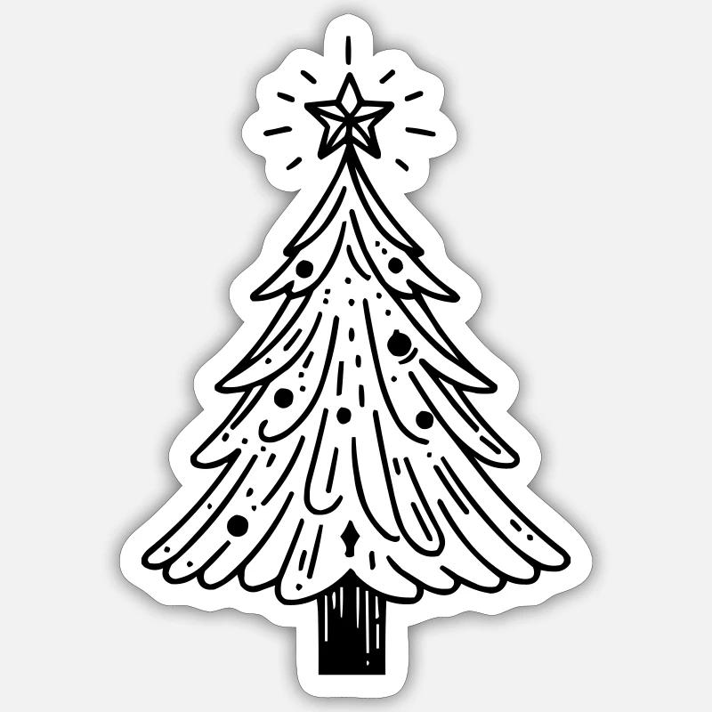 Sapin de Noël - Sticker taille S (10 x 10 cm) - blanc mat