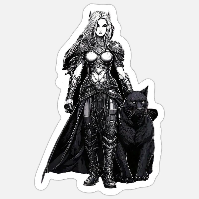dunkel elfe panther - Sticker Größe S (10 x 10 cm) - Mattweiß