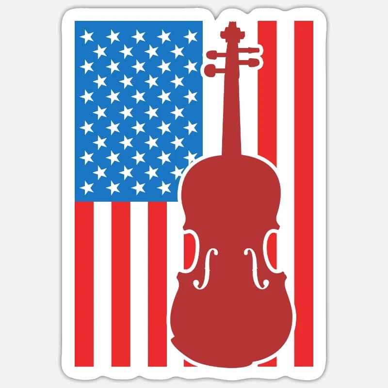 Drapeau Fiddle USA - Sticker taille S (10 x 10 cm) - blanc mat