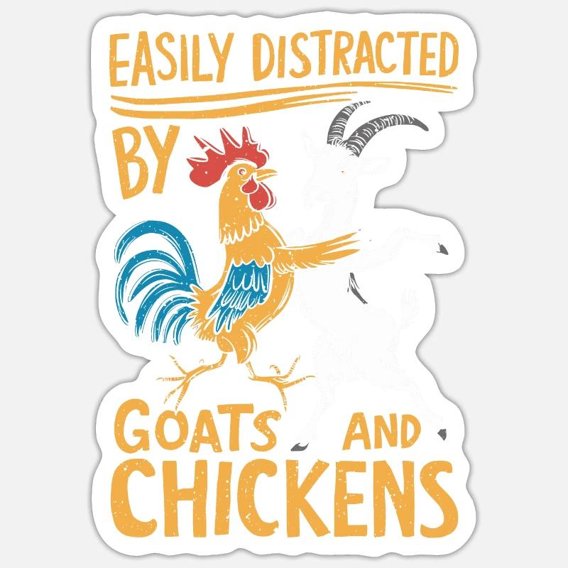 Ablenkung durch Ziegen und Hühner - Sticker Größe S (10 x 10 cm) - Mattweiß