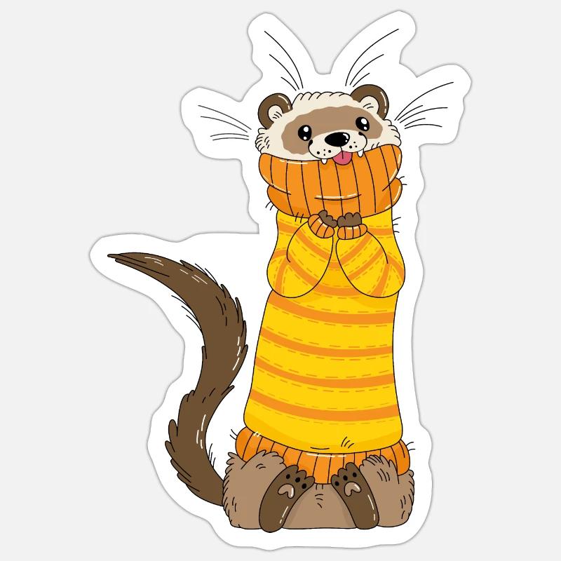Frettchen - Sticker Größe S (10 x 10 cm) - Mattweiß