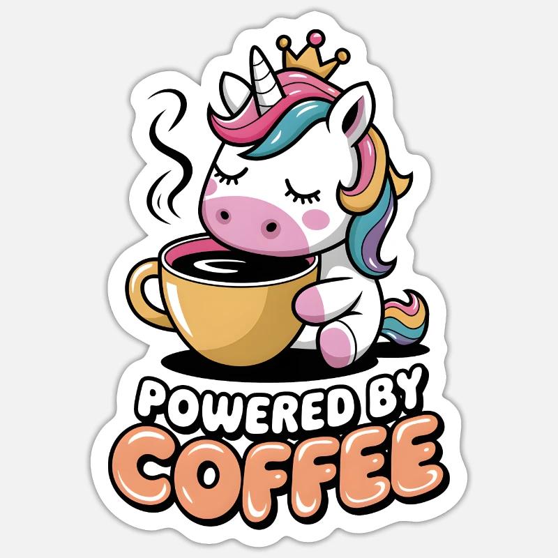 Powered By Coffee - Sticker size S (10 x 10 cm) - white matte