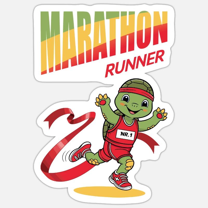 Turtle Marathon Runner - Sticker size S (10 x 10 cm) - white matte