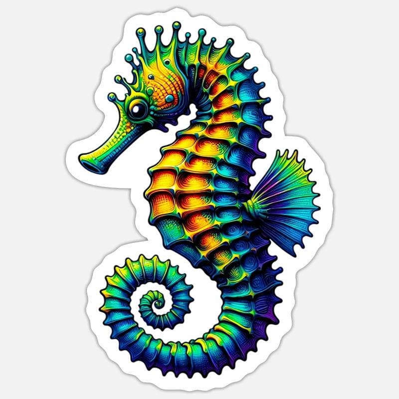 Hippocampe - Sticker taille S (10 x 10 cm) - blanc mat