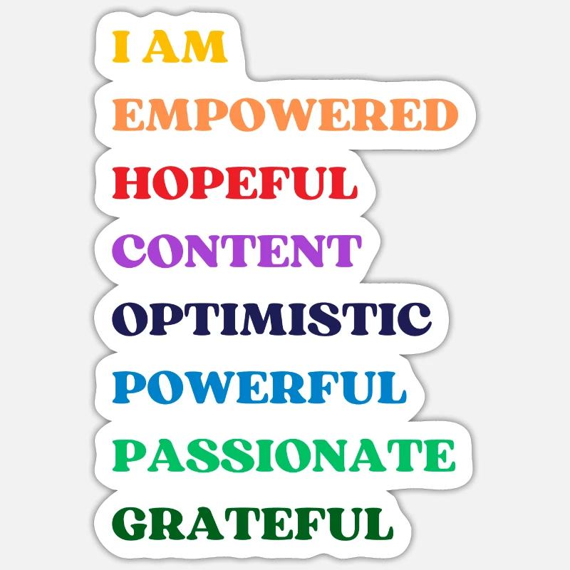 Positive Affirmationen – Regenbogenfarben - Sticker Größe S (10 x 10 cm) - Mattweiß
