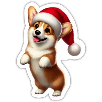 Christmas Corgi - Sticker Größe S (10 x 10 cm) - Mattweiß - Vorne