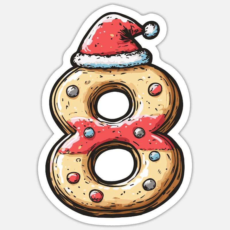 8 Numéro Noël - Sticker taille S (10 x 10 cm) - blanc mat