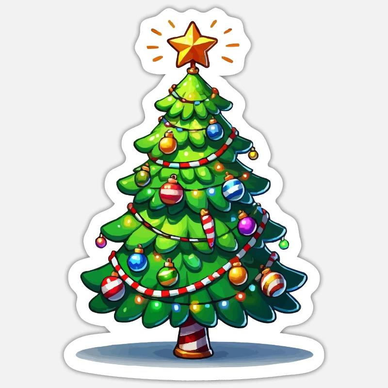 Sapin - Sticker taille S (10 x 10 cm) - blanc mat