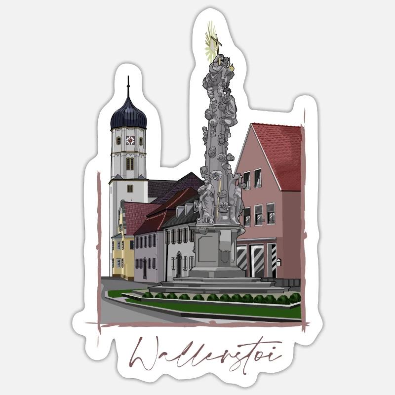 Wallerstein // Illustration - Sticker Größe S (10 x 10 cm) - Mattweiß