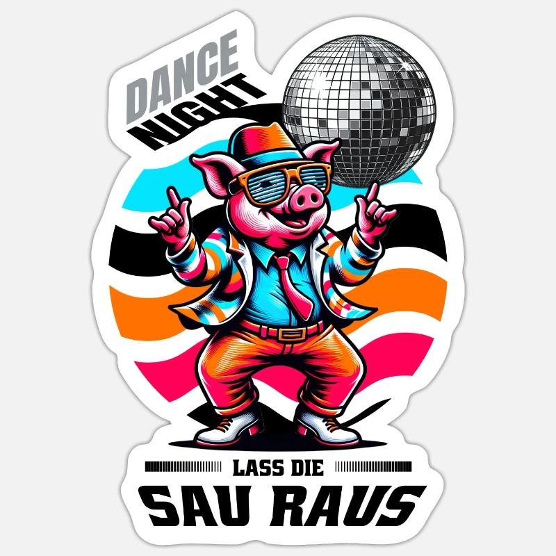 Funny Dance Sow - Sticker size S (10 x 10 cm) - white matte