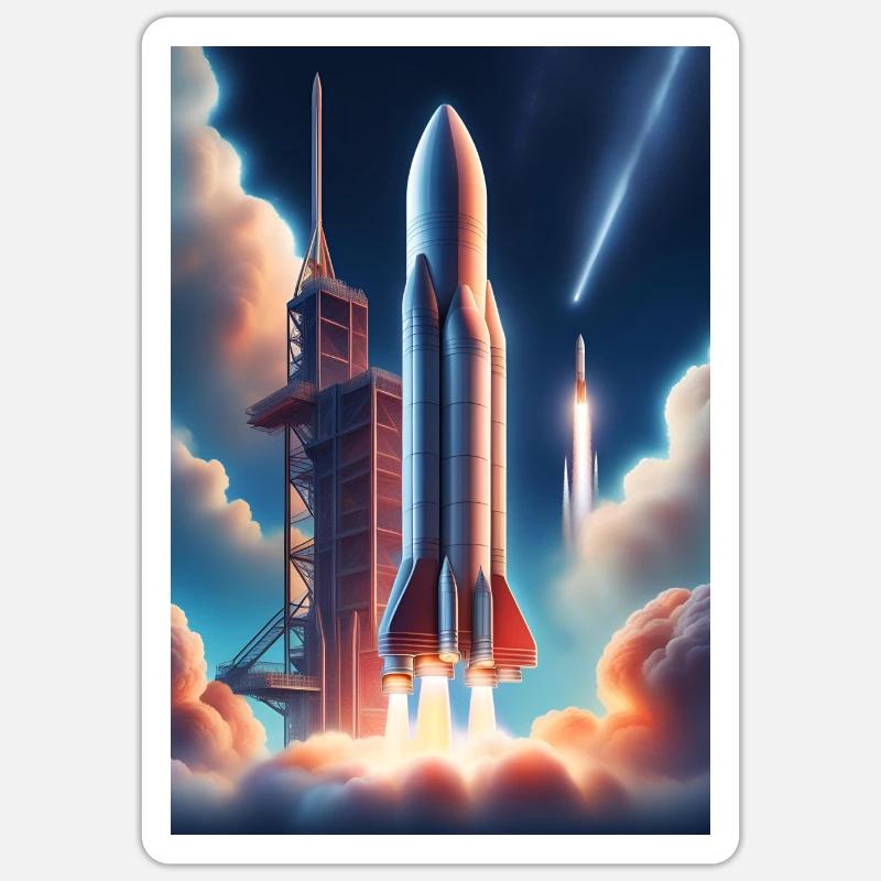 A realistic rocket launching design Sticker size S (10 x 10 cm)