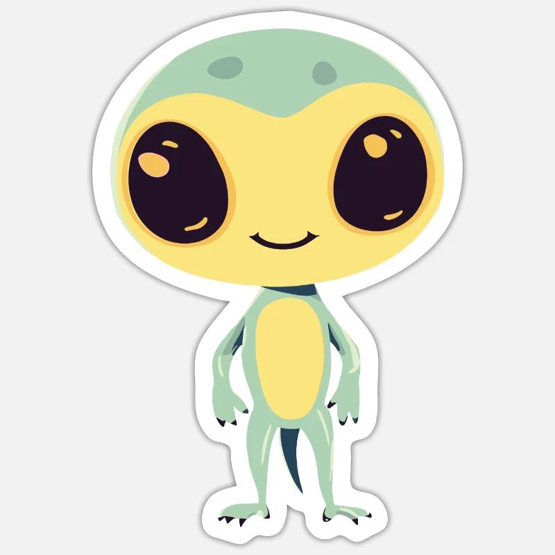 Alien Martien - Sticker taille S (10 x 10 cm) - blanc mat