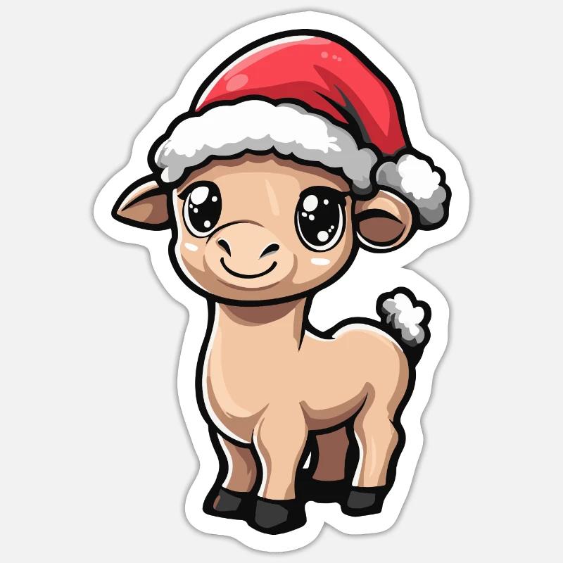 Noël à dos de chameau - Sticker taille S (10 x 10 cm) - blanc mat