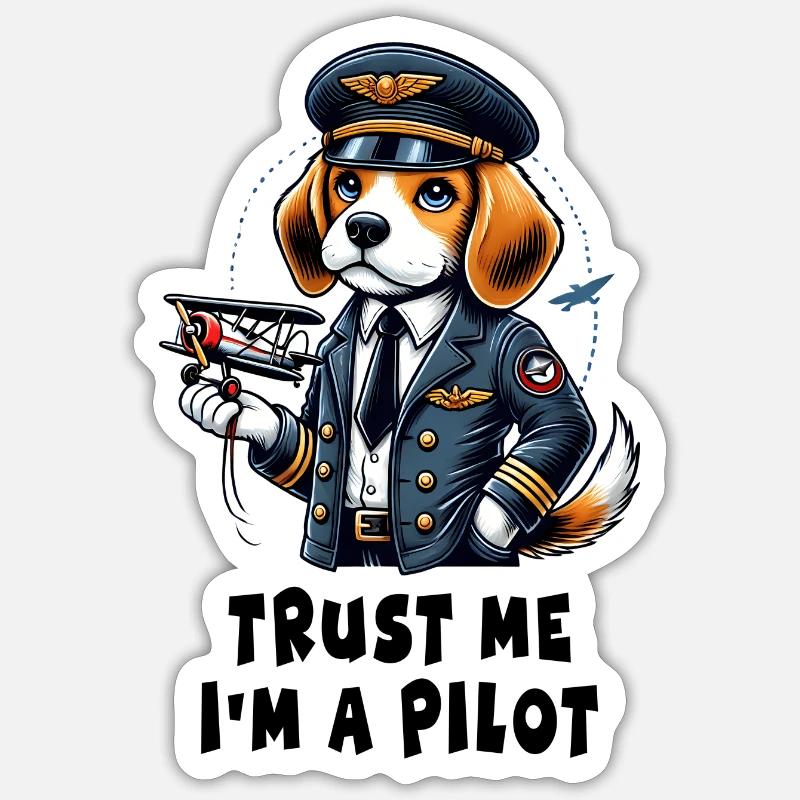 Pilote Beagle - Sticker taille S (10 x 10 cm) - blanc mat