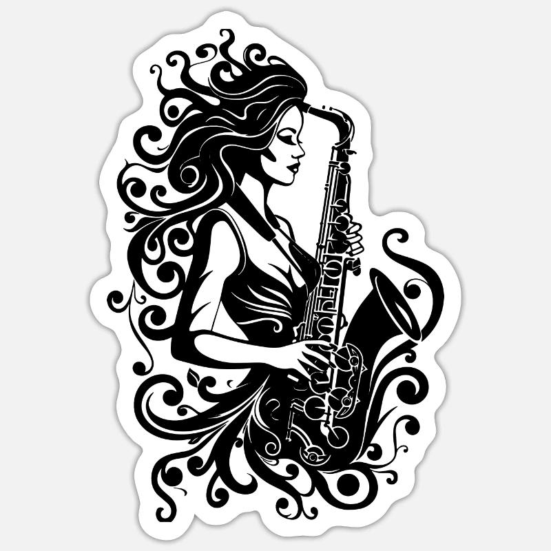 Saxophone player - Sticker size S (10 x 10 cm) - white matte
