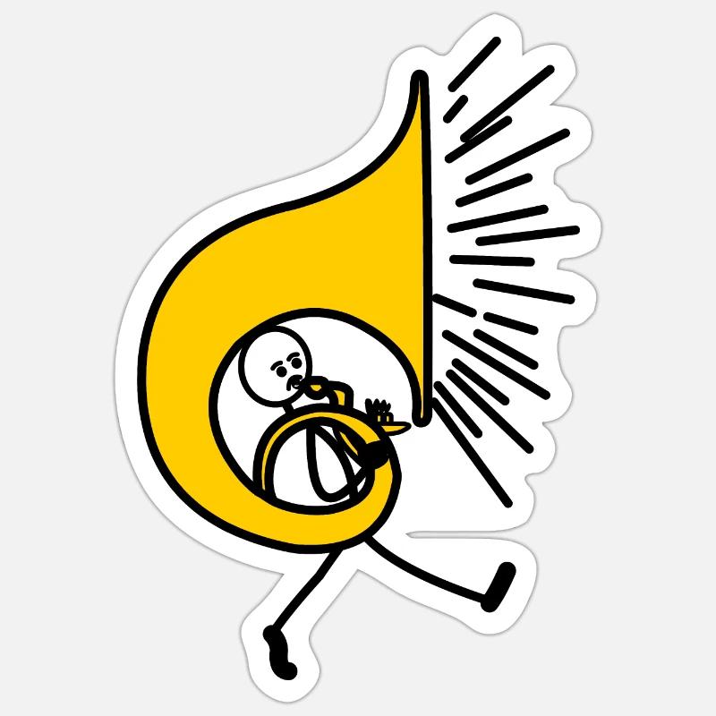 Tuba de la taille d’une fanfare - Sticker taille S (10 x 10 cm) - blanc mat