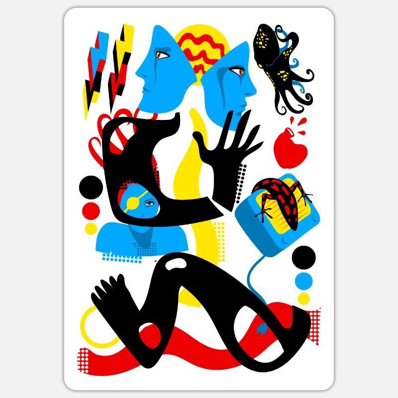 Blue television - Sticker size S (10 x 10 cm) - white matte