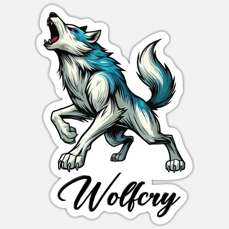 Wolf Comic - Sticker Größe S (10 x 10 cm) - Mattweiß