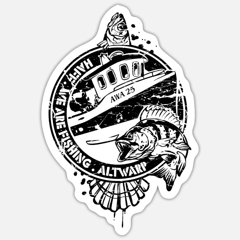 Fischkutter - Sticker Größe S (10 x 10 cm) - Mattweiß