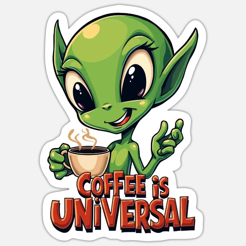 Coffee is Universal - Sticker size S (10 x 10 cm) - white matte
