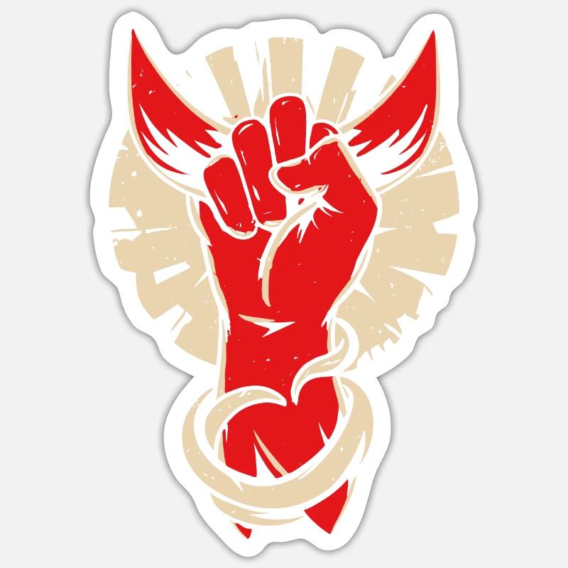Main de cornes de diable - Sticker taille S (10 x 10 cm) - blanc mat