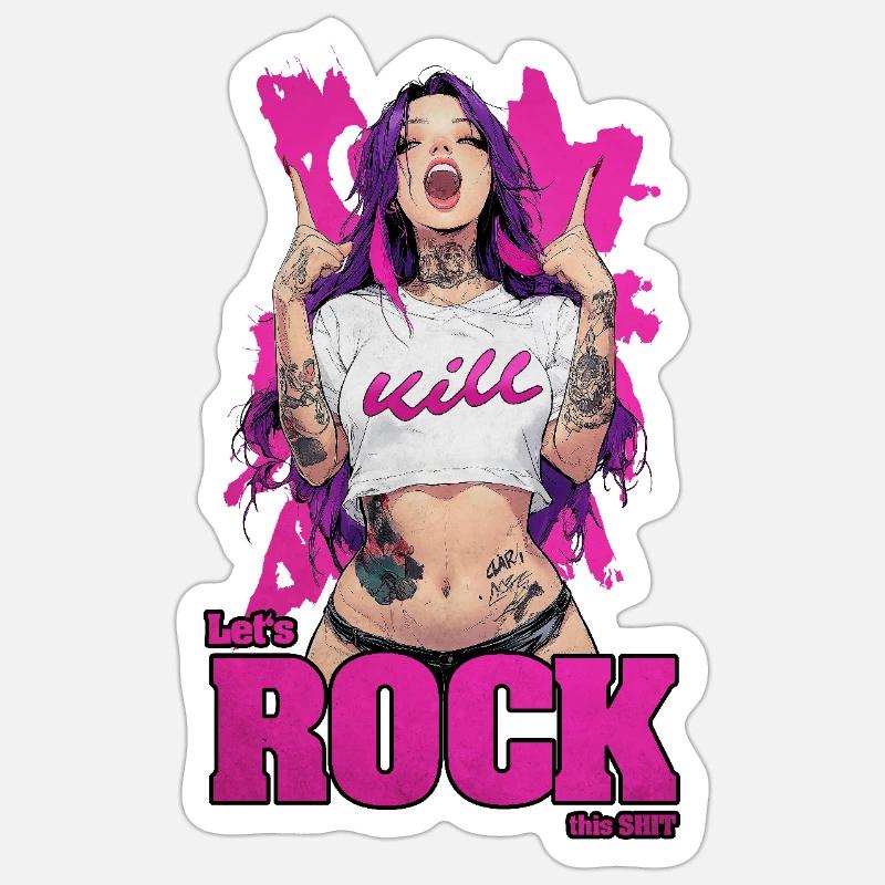 Lets Rock - Sticker Größe S (10 x 10 cm) - Mattweiß