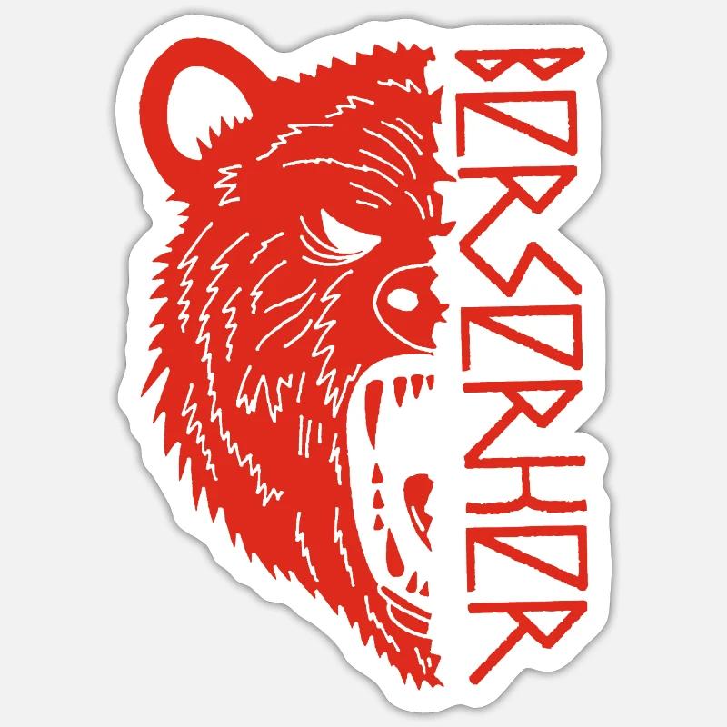 Red Bear Warrior - Sticker size S (10 x 10 cm) - white matte