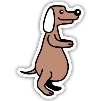 Hund Dicker Bauch Übergewicht Lustig Cartoon Comic - Sticker Größe S (10 x 10 cm) - Mattweiß - Vorne