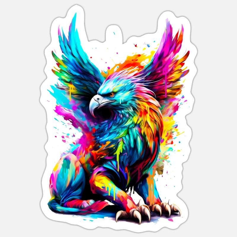Bemalter Greif - Sticker Größe S (10 x 10 cm) - Mattweiß