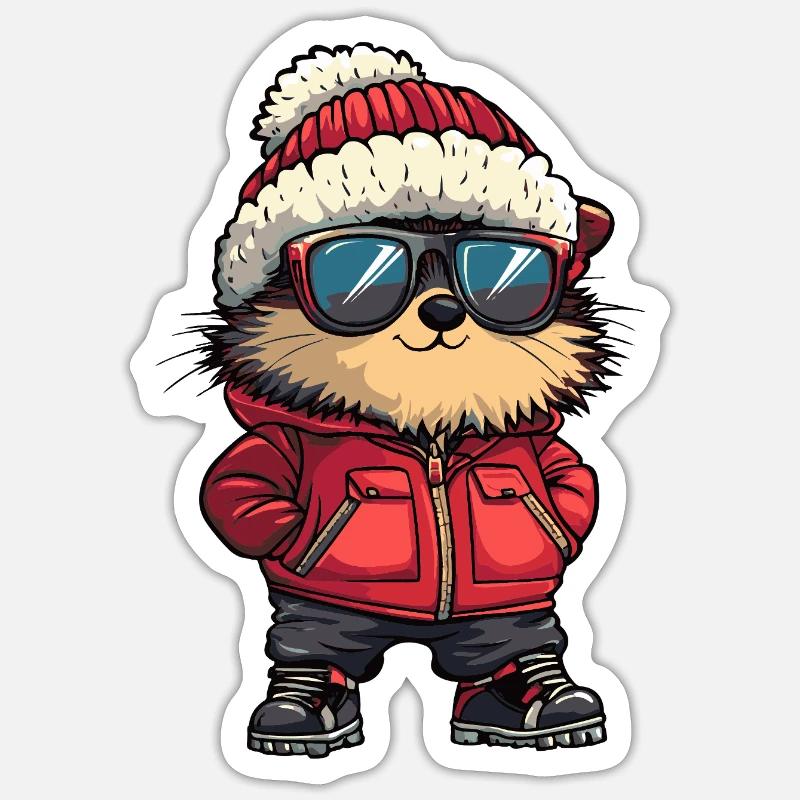 Igel Cool Comic - Sticker Größe S (10 x 10 cm) - Mattweiß
