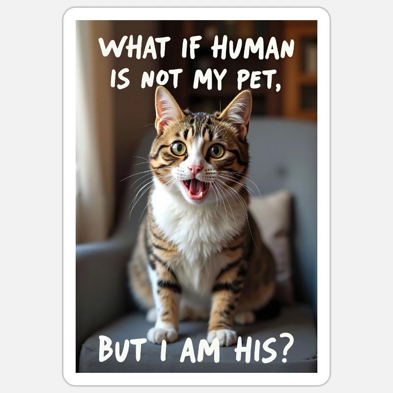 Eine Katze mit einer lustigen Bildunterschrift. Sticker Größe S (10 x 10 cm)