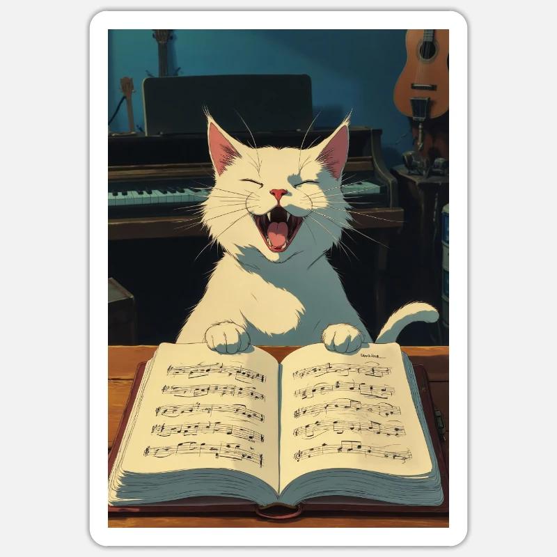 Süßes Kätzchen singt Sticker Größe S (10 x 10 cm)