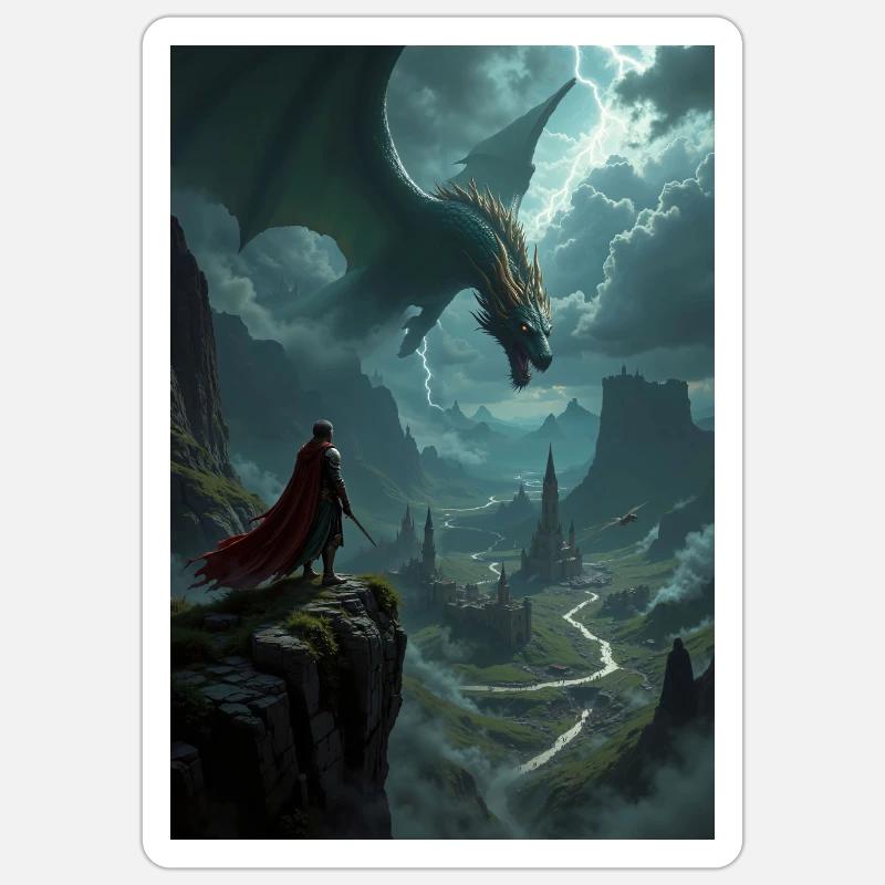 Fantasy-Gemälde, Drache. Sticker Größe S (10 x 10 cm)