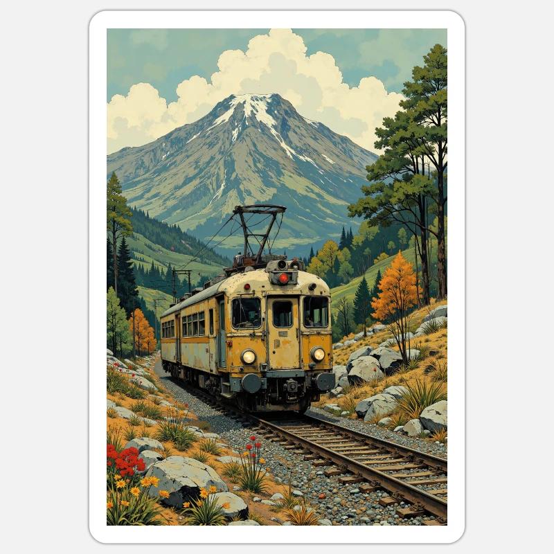 Image de train rétro Sticker taille S (10 x 10 cm)