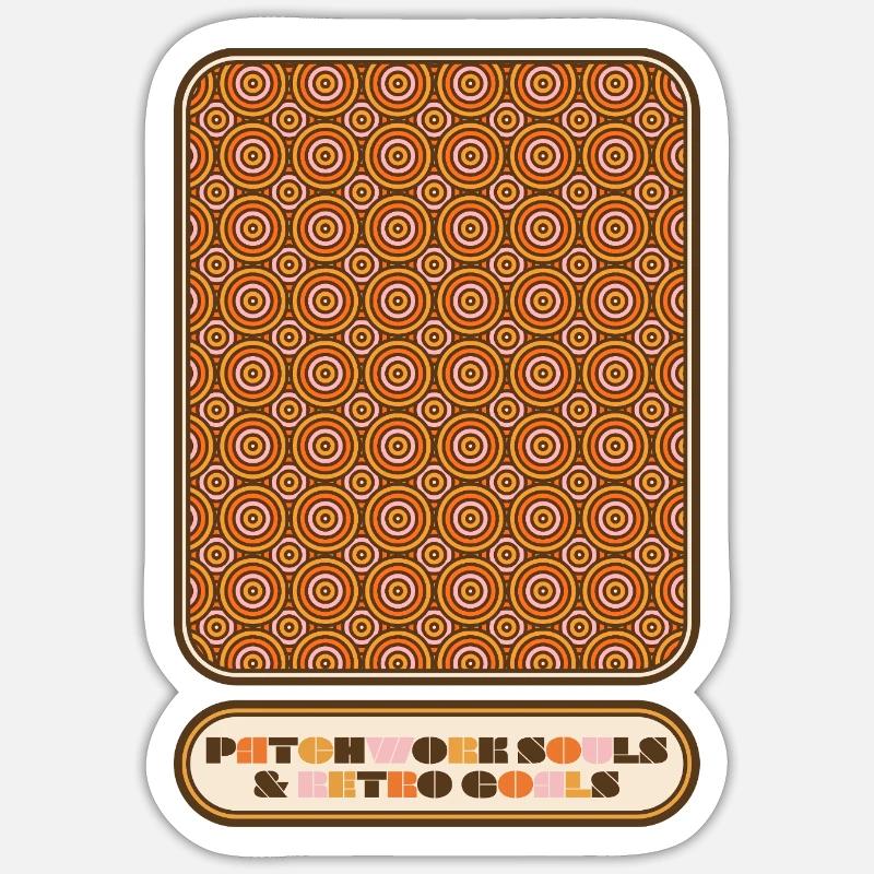 Patchwork Souls & Retro Goals – 70s Pattern Sticker Größe S (10 x 10 cm)