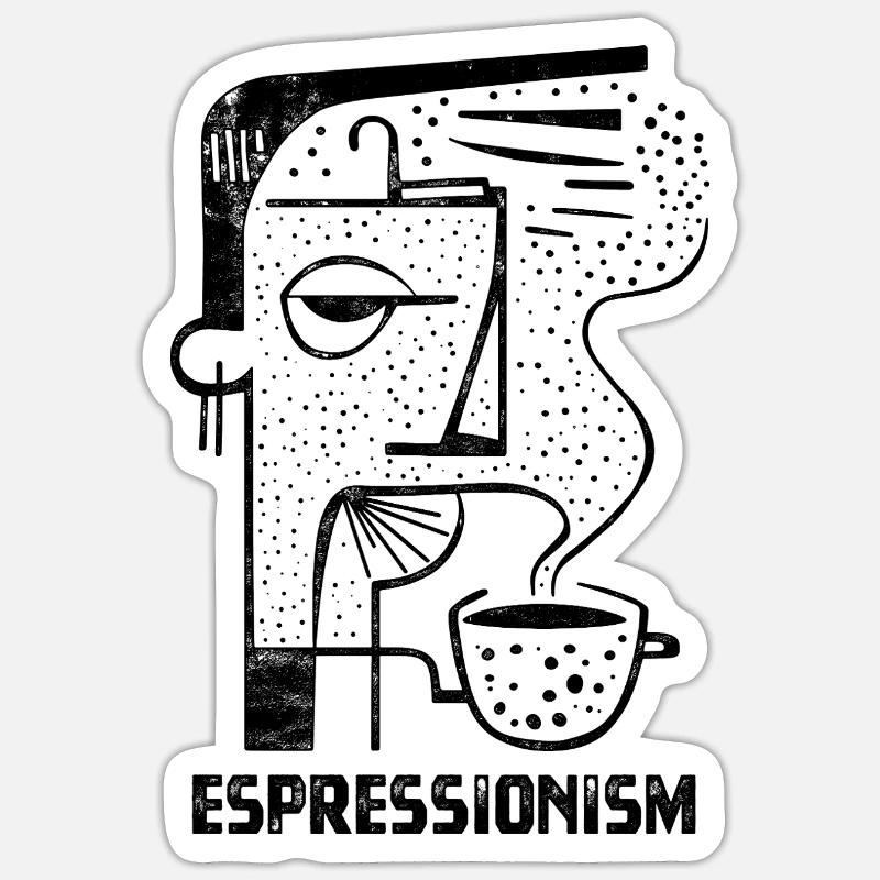 Espressionism - Espresso - Drinking Coffee - Sticker size S (10 x 10 cm) - white matte