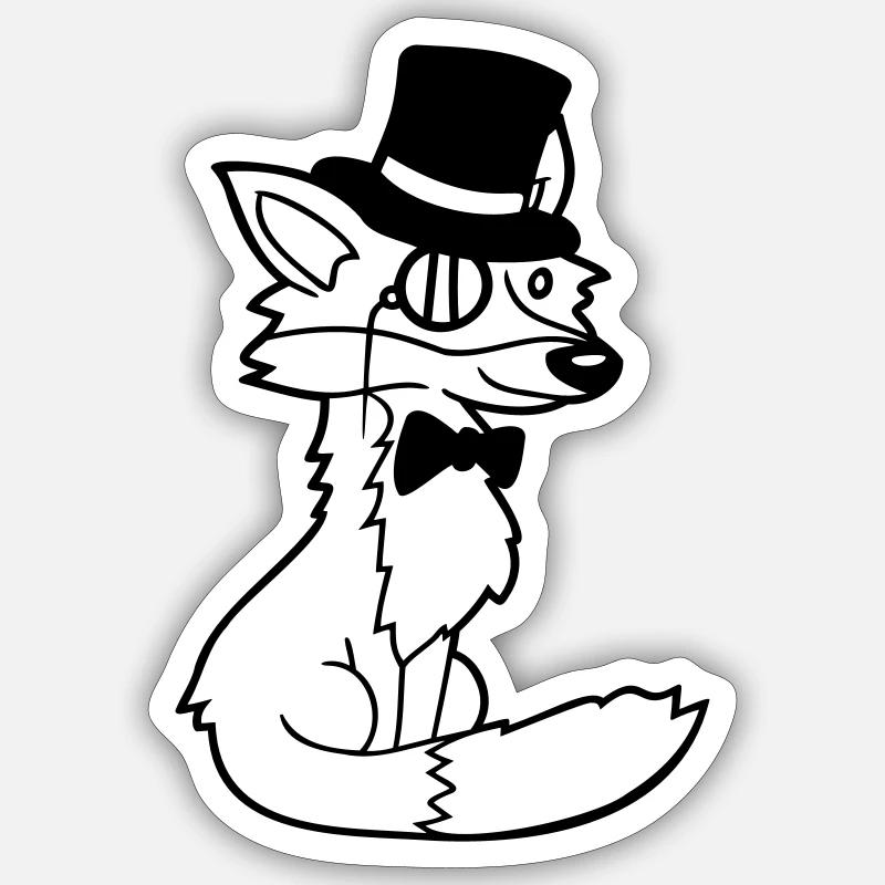 Fox Red Fox Sir Mr. Top Hat Monocle Glasses Sticker size S (10 x 10 cm)