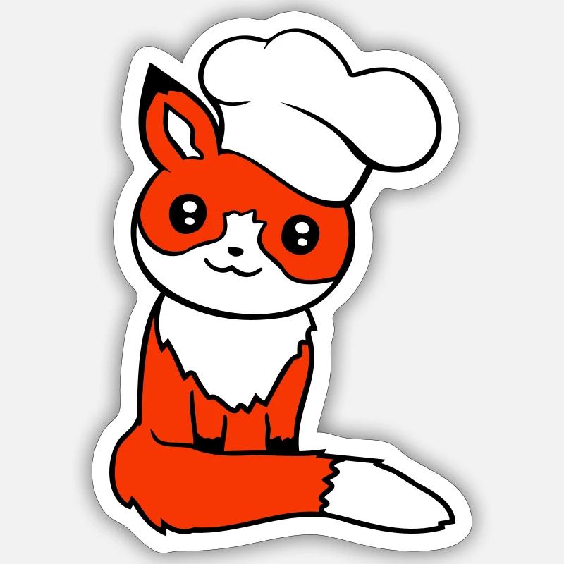 Fox Chef's Hat Chef Cooking Restaurant Kitchen Sticker size S (10 x 10 cm)