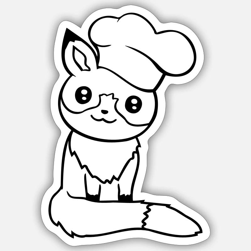 Fox Chef's Hat Chef Cooking Restaurant Kitchen Sticker size S (10 x 10 cm)