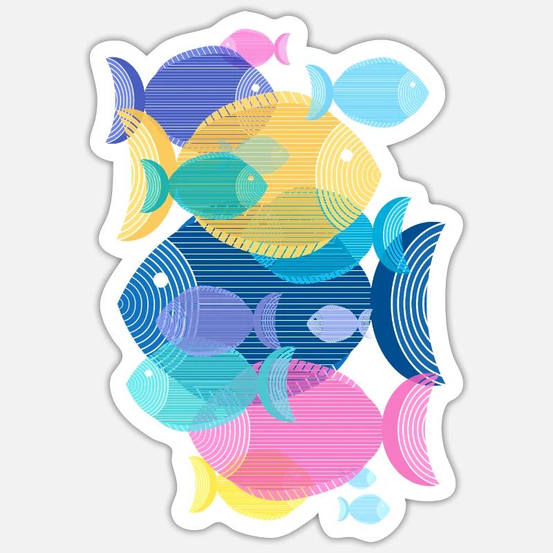 Pisces (Shoal, Pattern) - Sticker size S (10 x 10 cm) - white matte