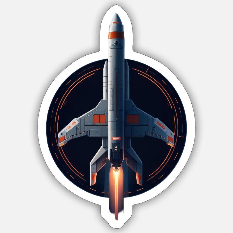 Weltraum-Rakete - Sticker Größe S (10 x 10 cm) - Mattweiß