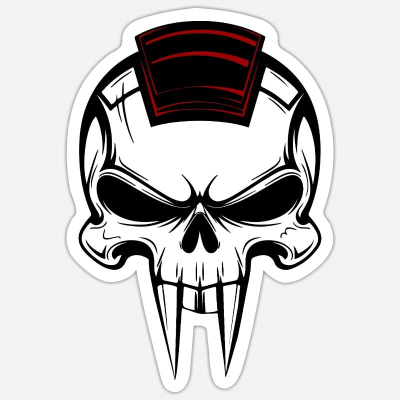 Vampirschädel - Sticker Größe S (10 x 10 cm) - Mattweiß